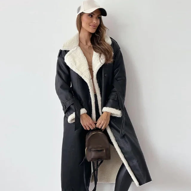Women's Long Button-Front Winter Coat