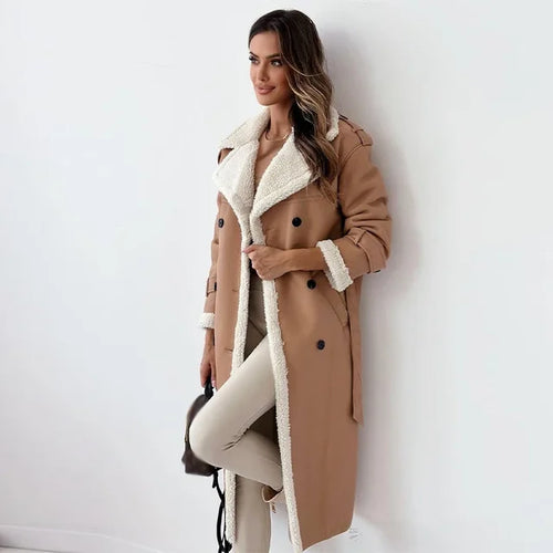 Women's Long Button-Front Winter Coat